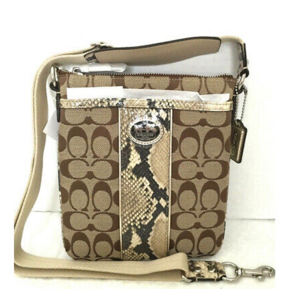 RARE! -Coach Sutton Signature Python Swingpack/Crossbody Jacquard & Leather Trim - Picture 16 of 16